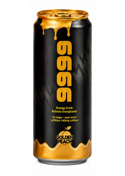 9999 - Golden Peach Energy Drink - Pêche - 355ml - Le marché Boréal
