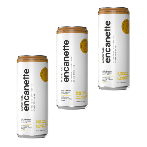 Encanette - Mocktail Rhum Punch tropical - Pack de 3 × 250 ml - Le marché Boréal