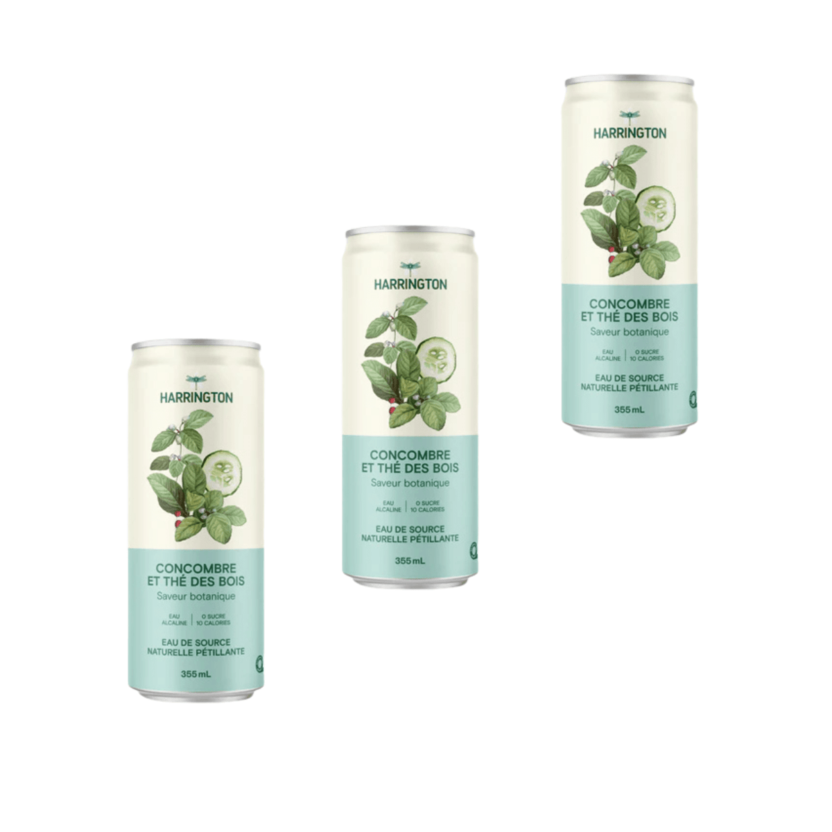 Harrington – Extrait de concombre et thé des bois – Pack de 3 × 355 ml - Le marché Boréal