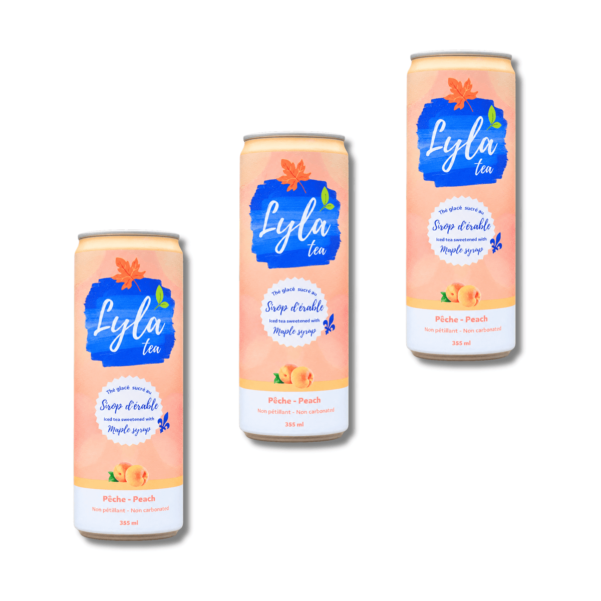 Lyla tea - Thé glacé pêche - sucré au sirop d'érable - Pack de 3 - Le marché Boréal