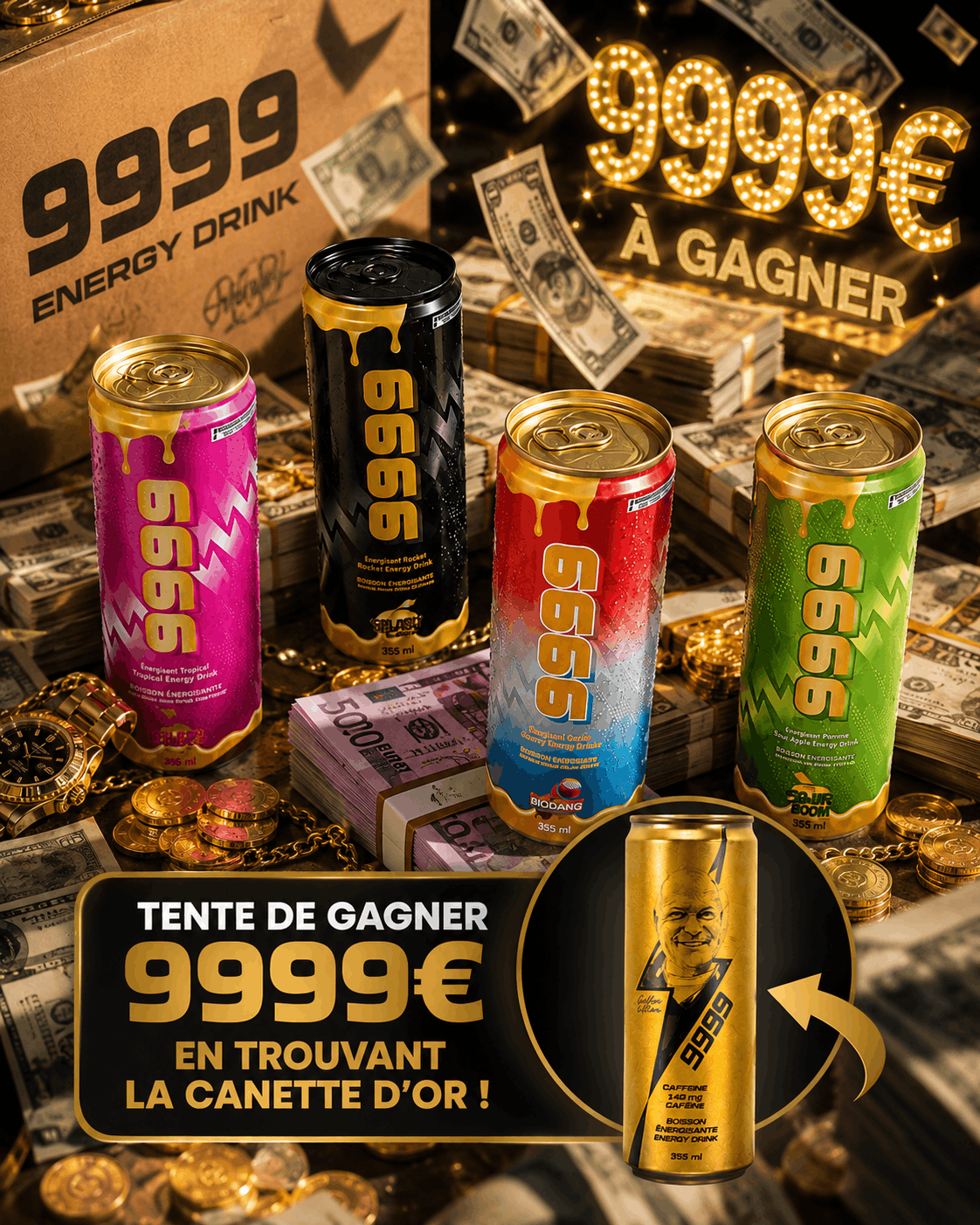 Pack Concours 9999 de Jean - 12 boissons énergisantes sans sucre - Le marché Boréal