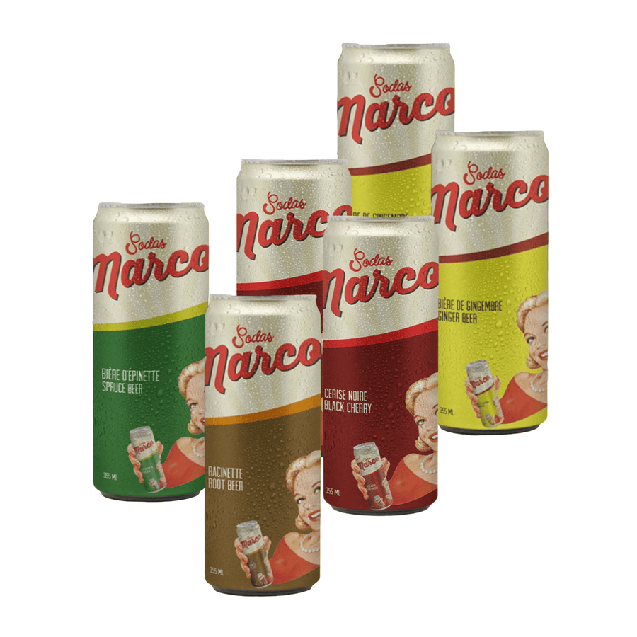 Pack Découverte Sodas Marco - sodas artisanaux du Québec - 6 x 355mL - Le marché Boréal