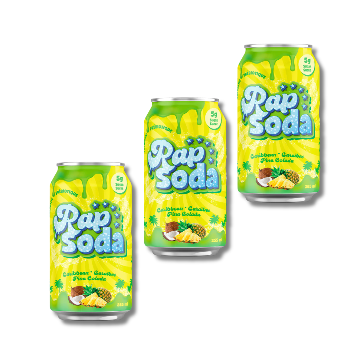 Rap Soda Pina Colada - Ananas coco - 355ml - Pack de 3 - Le marché Boréal