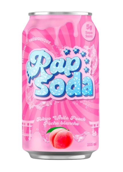 Rap Soda Tokyo White Peach – Pêche blanche - 355ml - Le marché Boréal