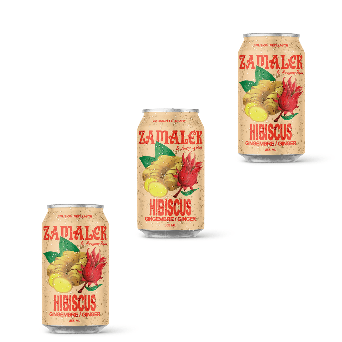 Zamalek - Soda hibiscus gingembre - pétillant - Pack de 3 - Le marché Boréal
